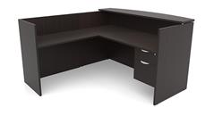 Reception Desks Office Source Furniture 71" x 72" L-Shaped Reception Desk Single Hanging Pedestal with Laminate Transaction Counter
