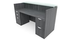 Reception Desks Office Source Furniture 71" x 30" Double Pedestal BBF/FF Reception Desk with Glass Transaction Counter