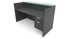 Reception Desks Office Source Furniture 71" x 30" Single Hanging Pedestal Reception Desk with Glass Transaction Counter