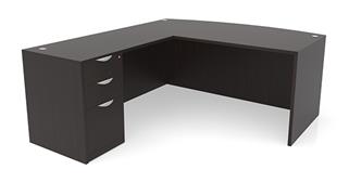 L Shaped Desks Office Source Furniture 72in x 76in Bow Front L-Desk Single Pedestal 