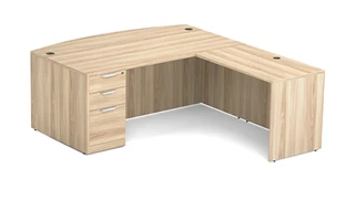L Shaped Desks Office Source Furniture 72in x 88in Bow Front L-Desk Single Pedestal 