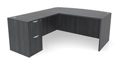L Shaped Desks Office Source Furniture 66" x 82" Bow Front L Desk Single Pedestal - File/File
