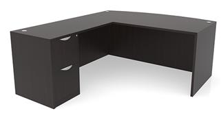 L Shaped Desks Office Source Furniture 66in x 82in Bow Front L-Desk Single Pedestal 