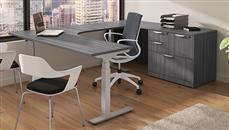 U Shaped Desks Office Source Furniture 72" x 96" Curve Corner StandUp U-Desk with Combo File Cabinet