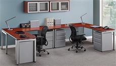 Workstations & Cubicles Office Source Furniture 144in x 72in On Task 2 Person Workstation with Hutches & Storage Set