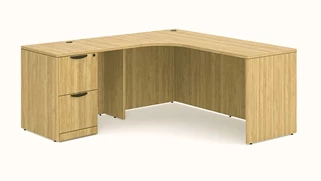 L Shaped Desks Office Source Furniture 72in x 66in Single FF Pedestal L-Desk with Corner Extension