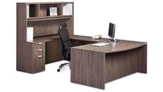 U Shaped Desks Office Source Furniture 71" x 100" Bow Front Double Pedestal U Shaped Desk with Hutch