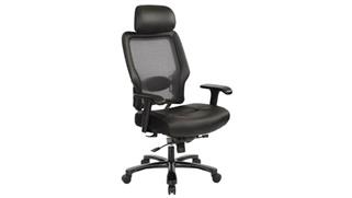 Big & Tall WFB Designs Big & Tall Dual Layer Air Grid Mesh & Leather Manager Chair with Headrest