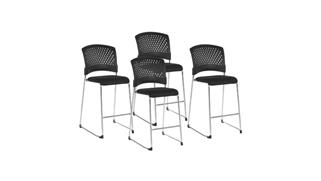 Stools WFB Designs Plastic Vent Back Stool  23 pack with Black Fabric Seat and Dolly
