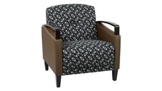 Club Chairs WFB Designs Arm Chair with Espresso Wood Accents in Premium Fabrics or Two-Tone Fabric