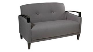 Loveseats WFB Designs Loveseat with Espresso Wood Accents in Essential Fabrics