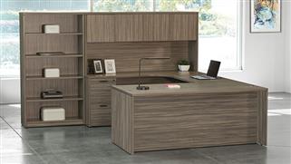U Shaped Desks WFB Designs Double Pedestal U-Desk with Hutch and Bookcase
