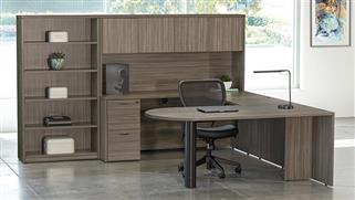 U Shaped Desks WFB Designs Bullet U-Desk with Hutch, Single Pedestal and Bookcase