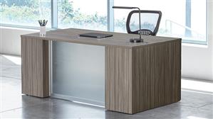 Executive Desks WFB Designs Step Front Double Pedestal Desk with Glass Front