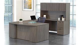 U Shaped Desks WFB Designs 72in x 112in Bow Front U-Desk with Wood Door Hutch