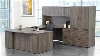 U Shaped Desks WFB Designs 72in x 112in Bow Front U-Desk with Hutch and File Storage