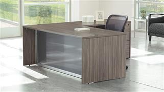 L Shaped Desks WFB Designs L- Shaped Glass Front Single Pedestal Desk