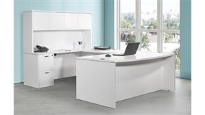 U Shaped Desks WFB Designs Double Pedestal Bow Front U-Desk with Wood Door Hutch