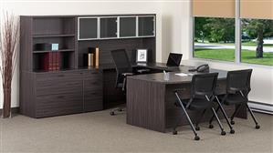 U Shaped Desks WFB Designs Bow Front U-Desk Suite with hutches, lateral and BBF Pedestal