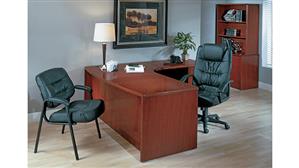 Executive Desks WFB Designs 72in x 84in Double Pedestal Bow Front Wood Veneer Curve Corner L-Desk
