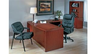Executive Desks WFB Designs 72in x 84in Double Pedestal Bow Front Wood Veneer Curve Corner L-Desk