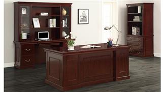 Executive Desks WFB Designs Executive Wood Veneer Office Suite Double Ped Desk, Credenza and Hutch