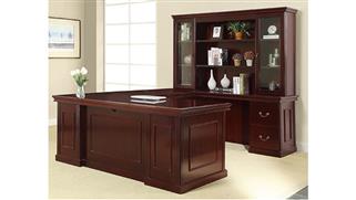 U Shaped Desks WFB Designs 72in x 108in Double Pedestal Wood Veneer U-Desk with Storage Hutch