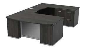 Executive Desks WFB Designs Bow Front U-Desk with BBF Pedestal and Lateral File