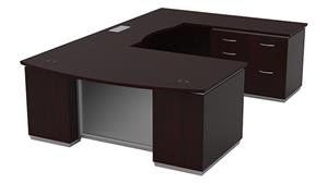 Executive Desks WFB Designs Bow Front U-Desk with BBF Pedestal and Multi File Unit