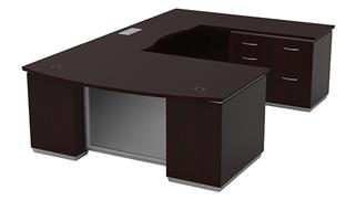 U Shaped Desks WFB Designs Bow Front U-Desk with Pedestal and Multi File Unit