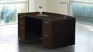 Executive Desks WFB Designs 72in x 41in Bow Front Double Pedestal Desk