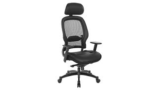 Office Chairs WFB Designs Mid Back Leather Trimmed Mesh Back and Leather Seat Office Chair with Headrest