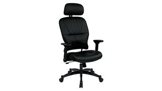 Office Chairs WFB Designs Bonded Leather Mid Back Chair with Adj. Headrest and Gunmetal Steel Base