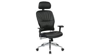 Office Chairs WFB Designs Bonded Leather Mid Back Chair with Adj. Headrest and Polished Aluminum Base