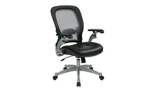 Office Chairs WFB Designs Light Mesh Back and Top Grain Leather Seat Office Chair