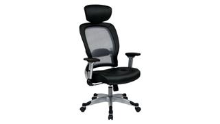 Office Chairs WFB Designs Light Mesh Back and Bonded Leather Seat Office Chair with Headrest