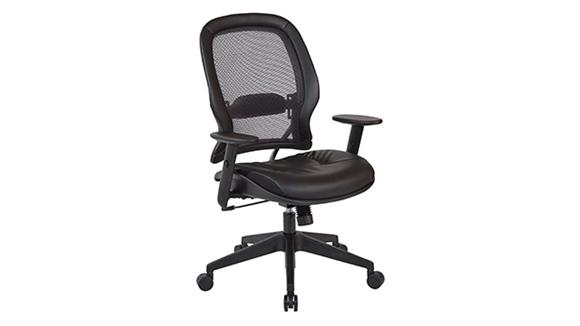 Professional Air Grid Back Managers Chair w/Bonded Leather Seat and Back Wrap