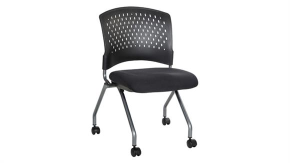 Plastic Vent Back Armless Nesting Chair - Black