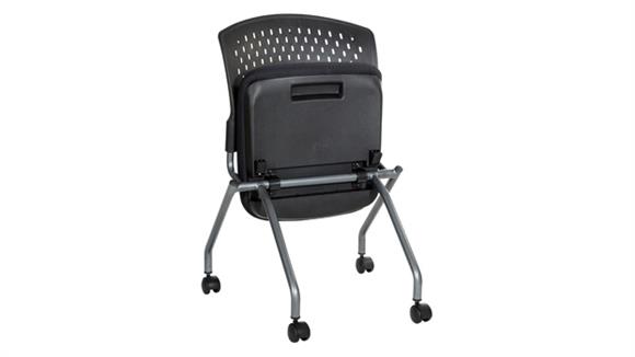 Plastic Vent Back Armless Nesting Chair with Enhanced Fabric Seat
