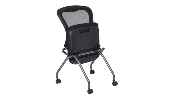 Mesh Back Armless Nesting Chair Enhanced Fabric Seat