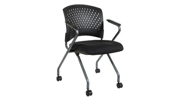 Plastic Vent Back Nesting Chair with Arms - Black