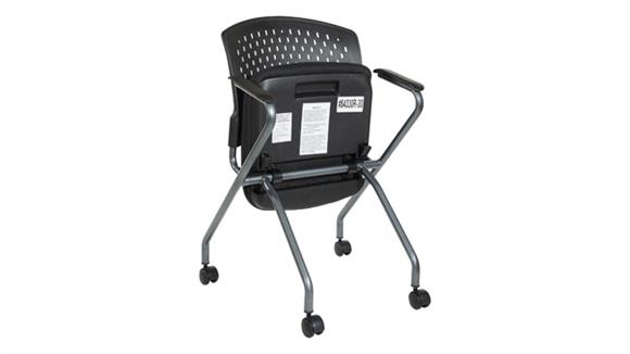 Plastic Vent Back Nesting Chair with Arms and Enhanced Fabric Seat