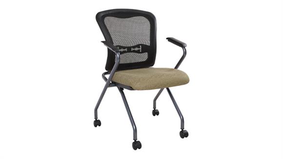 Mesh Back Nesting Chair with Arms and Enhanced Fabric Seat