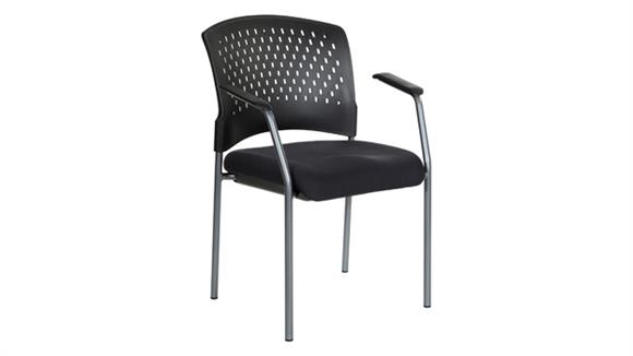 Plastic Vent Back Guest Chair with Arms and Black Fabric Seat