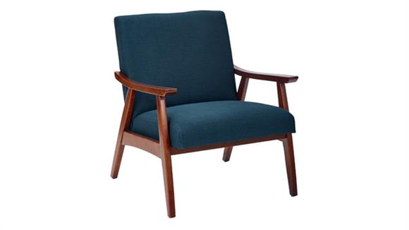Dark Wood Tone Mid Century Fabric Chair