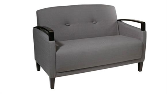 Loveseat with Espresso Wood Accents in Essential Fabrics