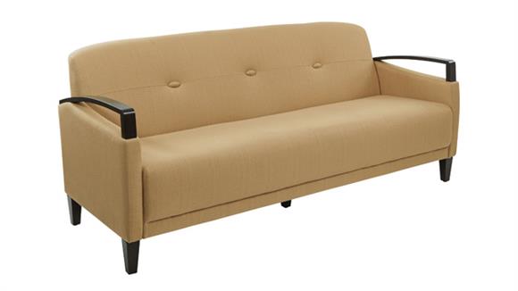 Sofa with Espresso Wood Accents in Essential Fabrics