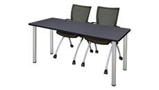 Training Tables Regency Furniture 66" x 24" Training Table- Gray/ Chrome & 2 Apprentice Chairs- Black