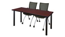 Training Tables Regency Furniture 66in x 24in Training Table- Mahogany/ Black & 2 Apprentice Chairs- Black