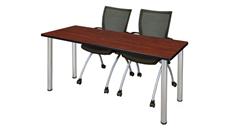 Training Tables Regency Furniture 6ft x 24in Training Table- Cherry/ Chrome & 2 Apprentice Chairs- Black